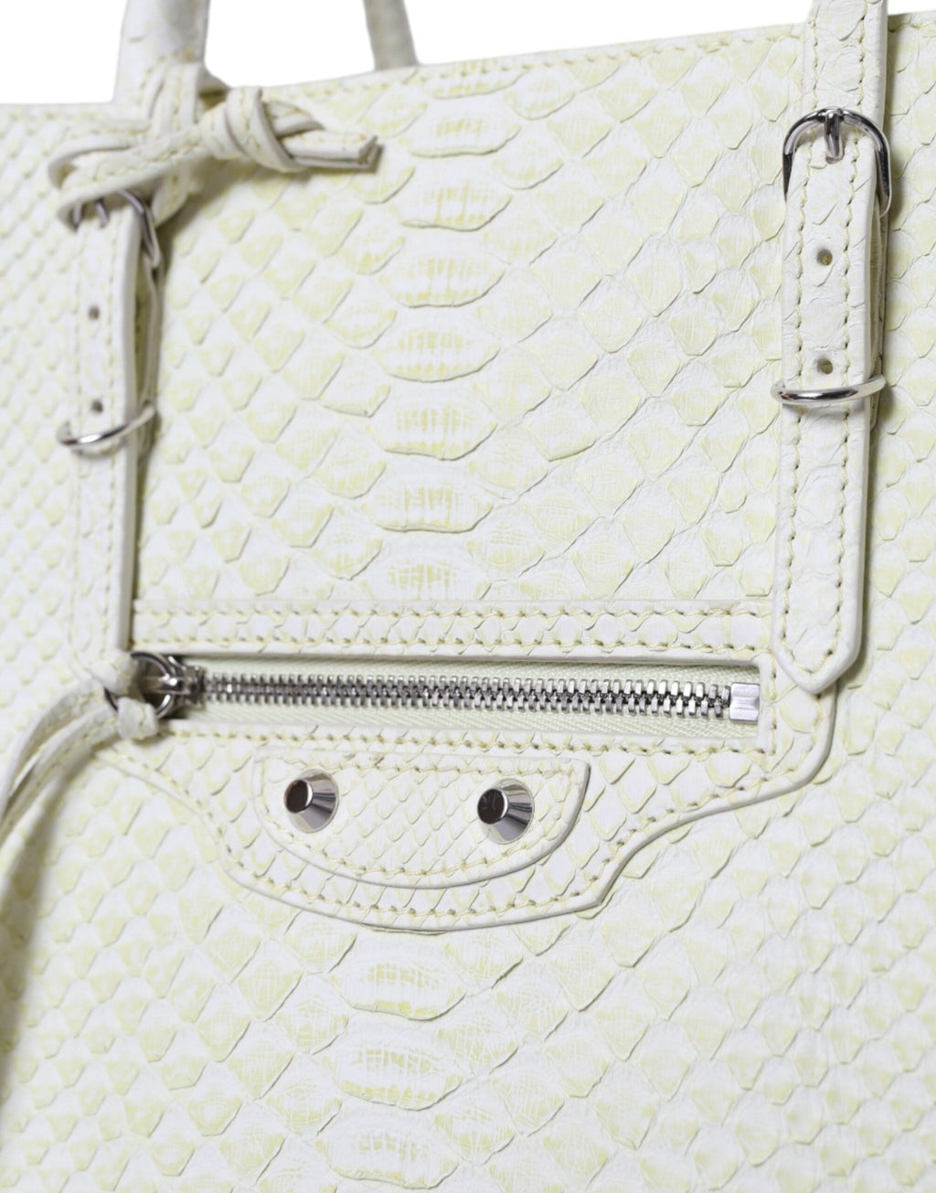 Balenciaga White Yellow Exotic Skin Leather Shopping Tote PAPIER Bag Balenciaga