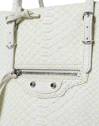 Balenciaga White Yellow Exotic Skin Leather Shopping Tote PAPIER Bag Balenciaga