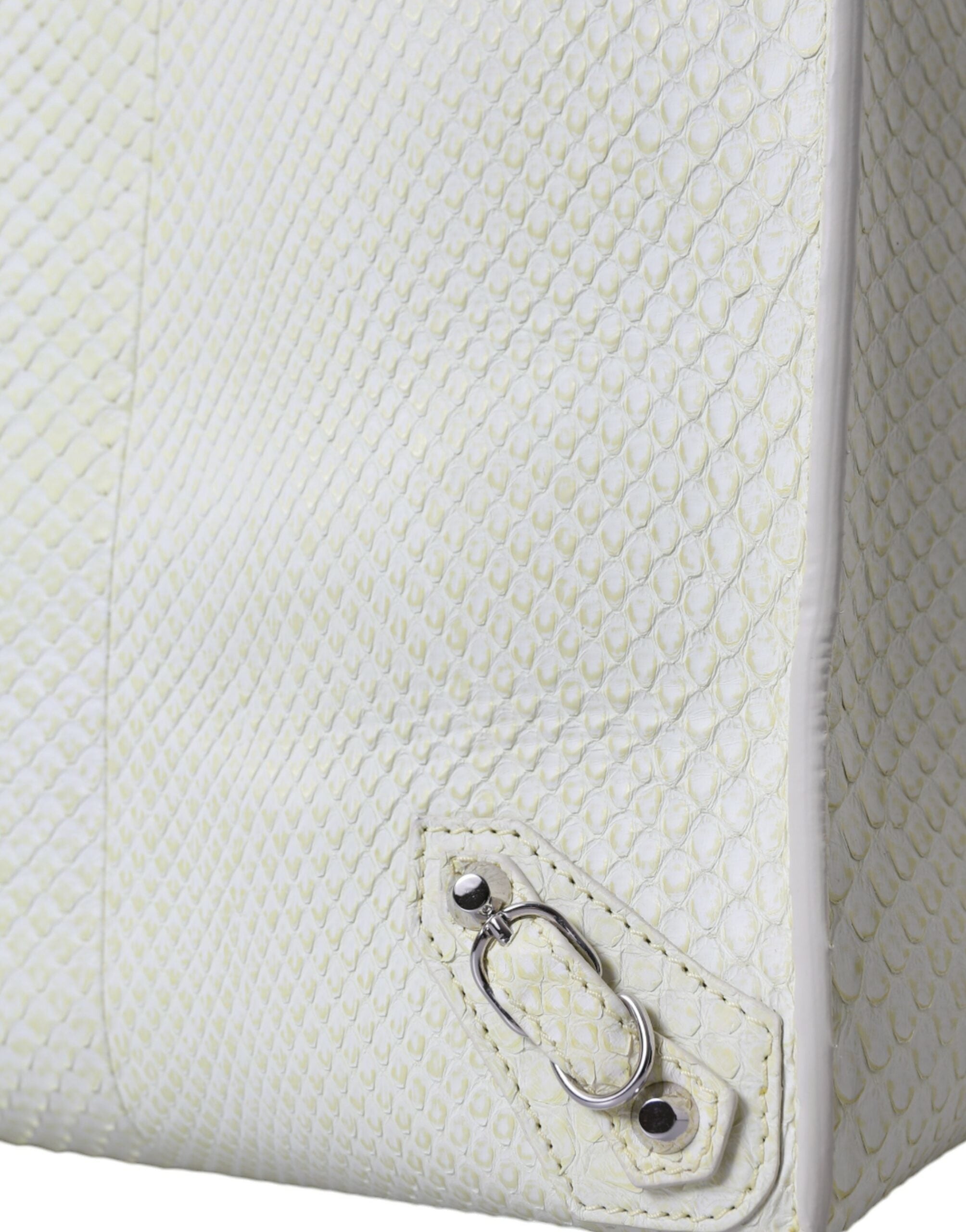 Balenciaga White Yellow Exotic Skin Leather Shopping Tote PAPIER Bag Balenciaga