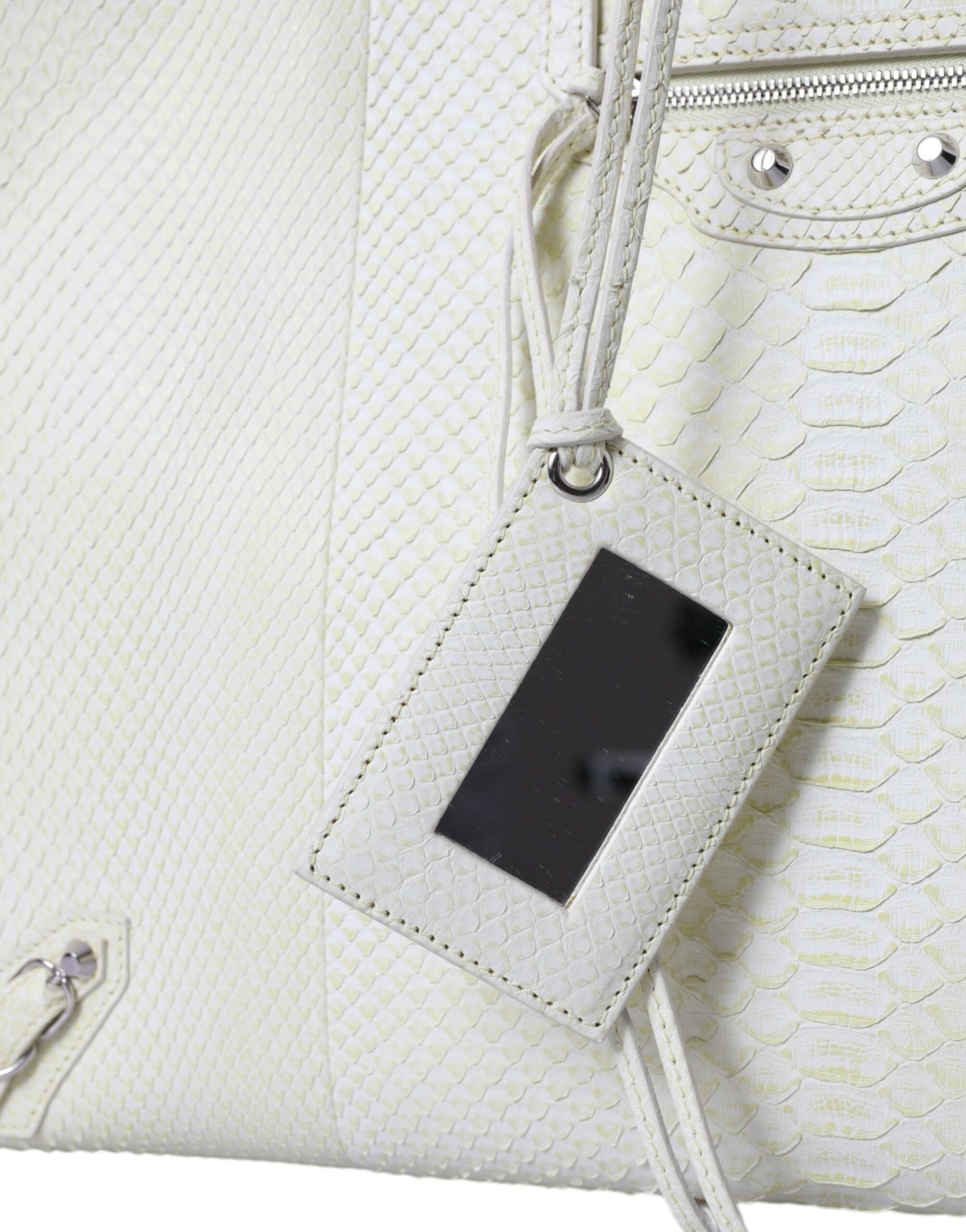 Balenciaga White Yellow Exotic Skin Leather Shopping Tote PAPIER Bag Balenciaga