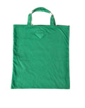 Prada Green Jersey Fabric Logo Shoulder Shopping Tote Shopping Bag Prada
