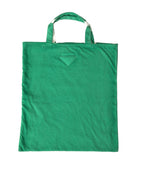 Prada Green Jersey Fabric Logo Shoulder Shopping Tote Shopping Bag Prada