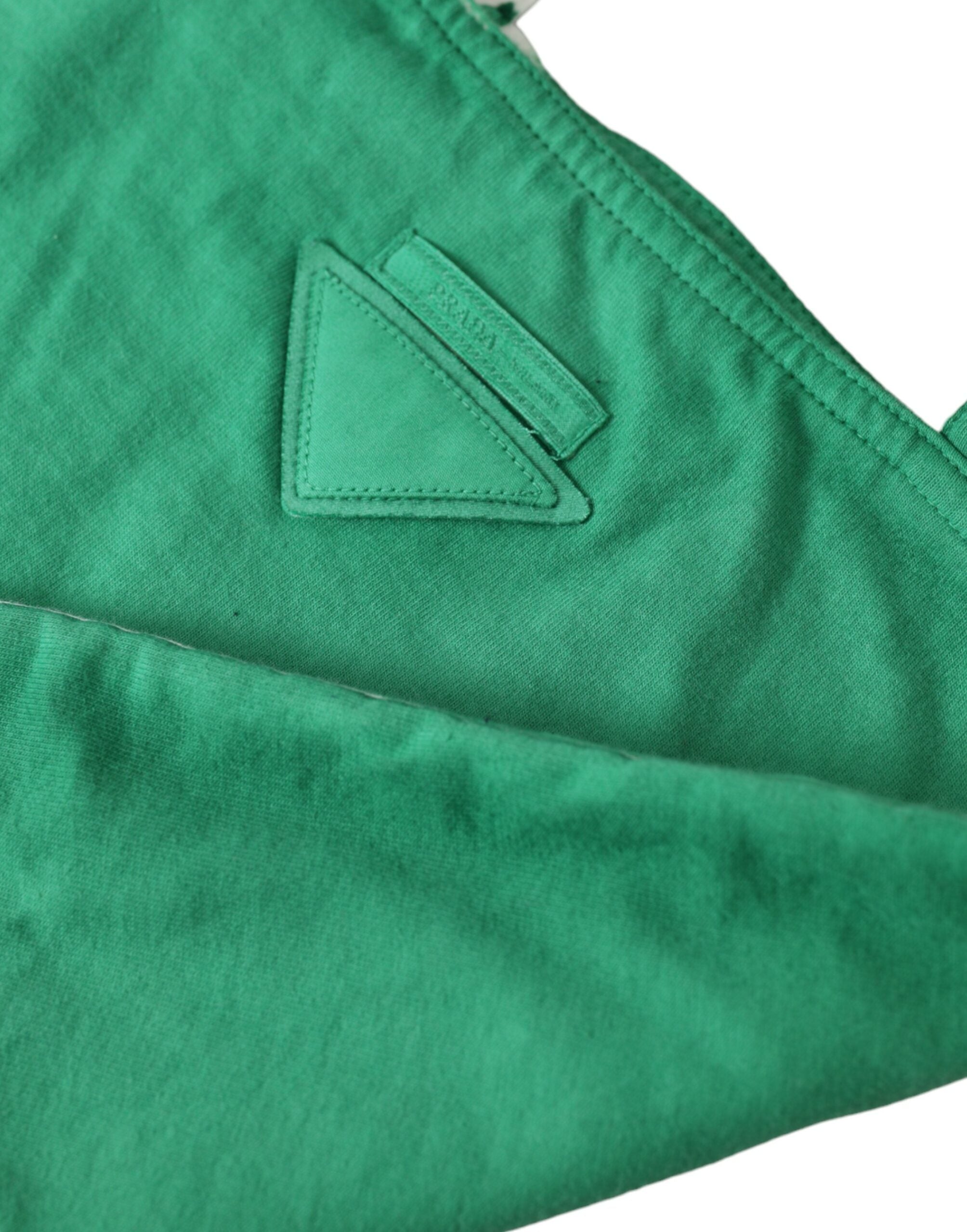 Prada Green Jersey Fabric Logo Shoulder Shopping Tote Shopping Bag Prada