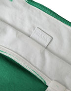 Prada Green Jersey Fabric Logo Shoulder Shopping Tote Shopping Bag Prada