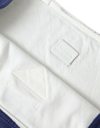 Prada Blue Jersey Fabric Logo Shoulder Shopping Tote Shopping Bag Prada