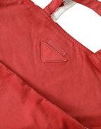 Prada Red Jersey Fabric Logo Shoulder Shopping Tote Bag Prada