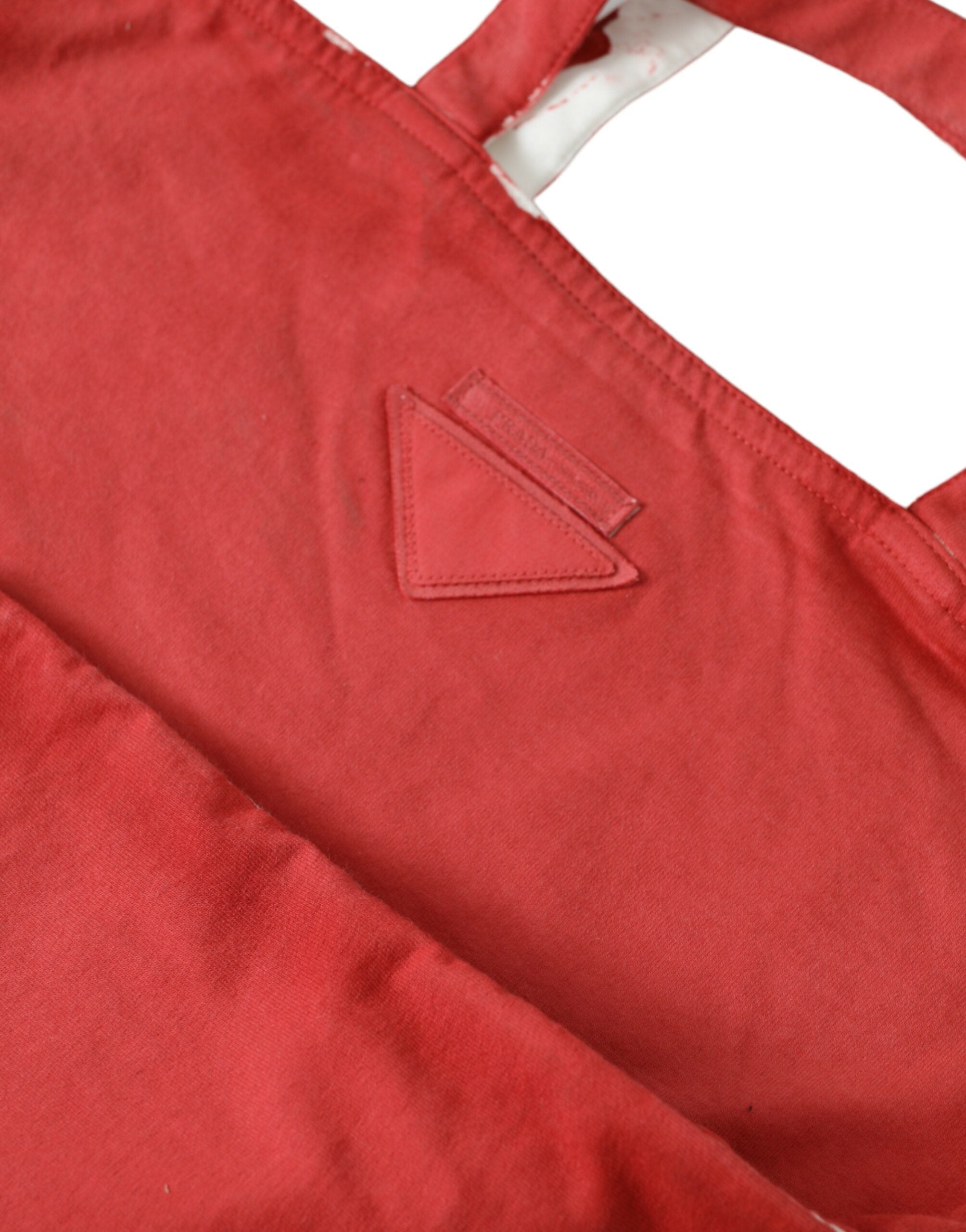 Prada Red Jersey Fabric Logo Shoulder Shopping Tote Bag Prada