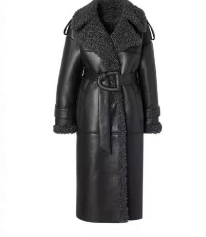 Reversible Faux Fur Coat with Lapel Warm Winter Outerwear for Women eprolo