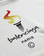 Balenciaga White Cotton Logo Hooded Pullover Sweatshirt Sweater Balenciaga