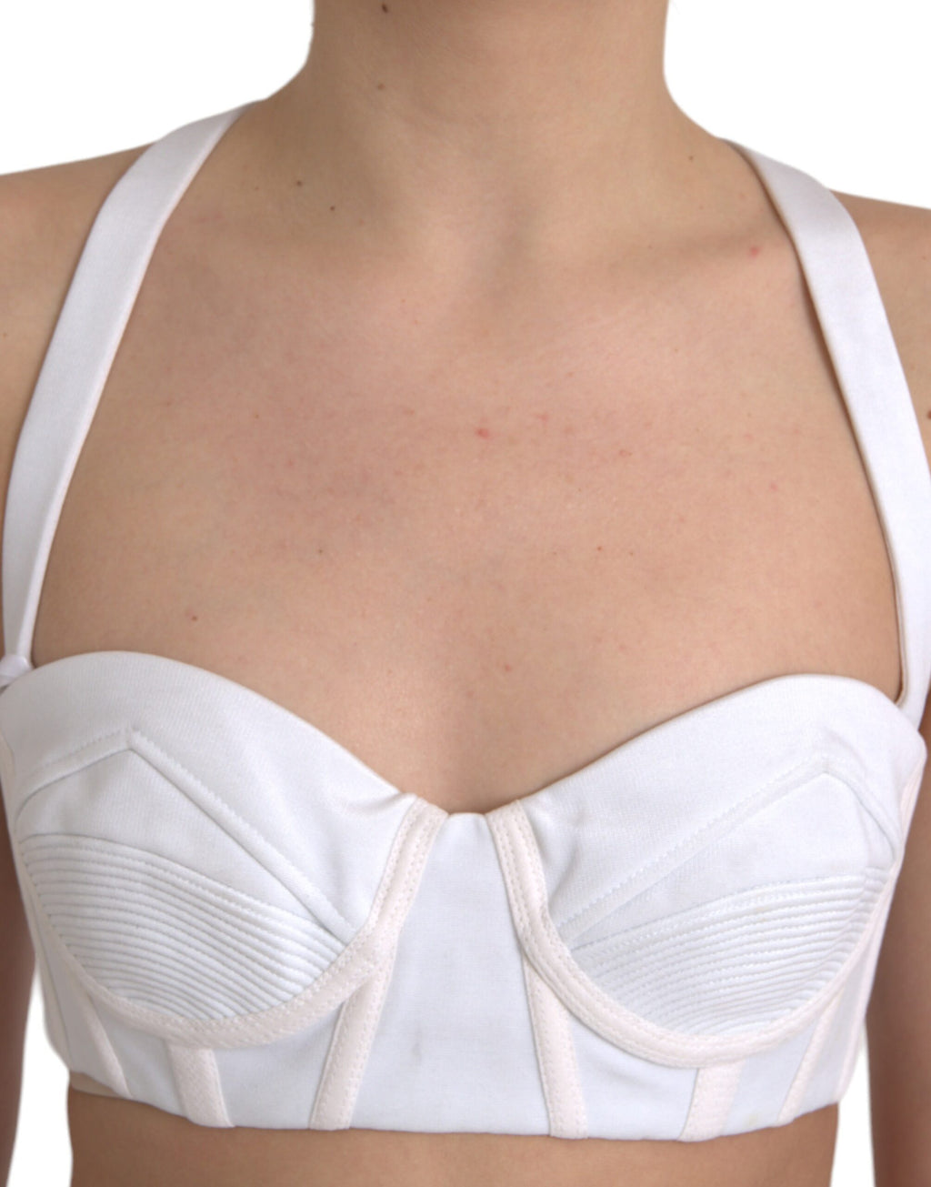 Versace White Viscose Bustier Sleeveless Cropped Top Versace