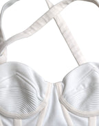 Versace White Viscose Bustier Sleeveless Cropped Top Versace