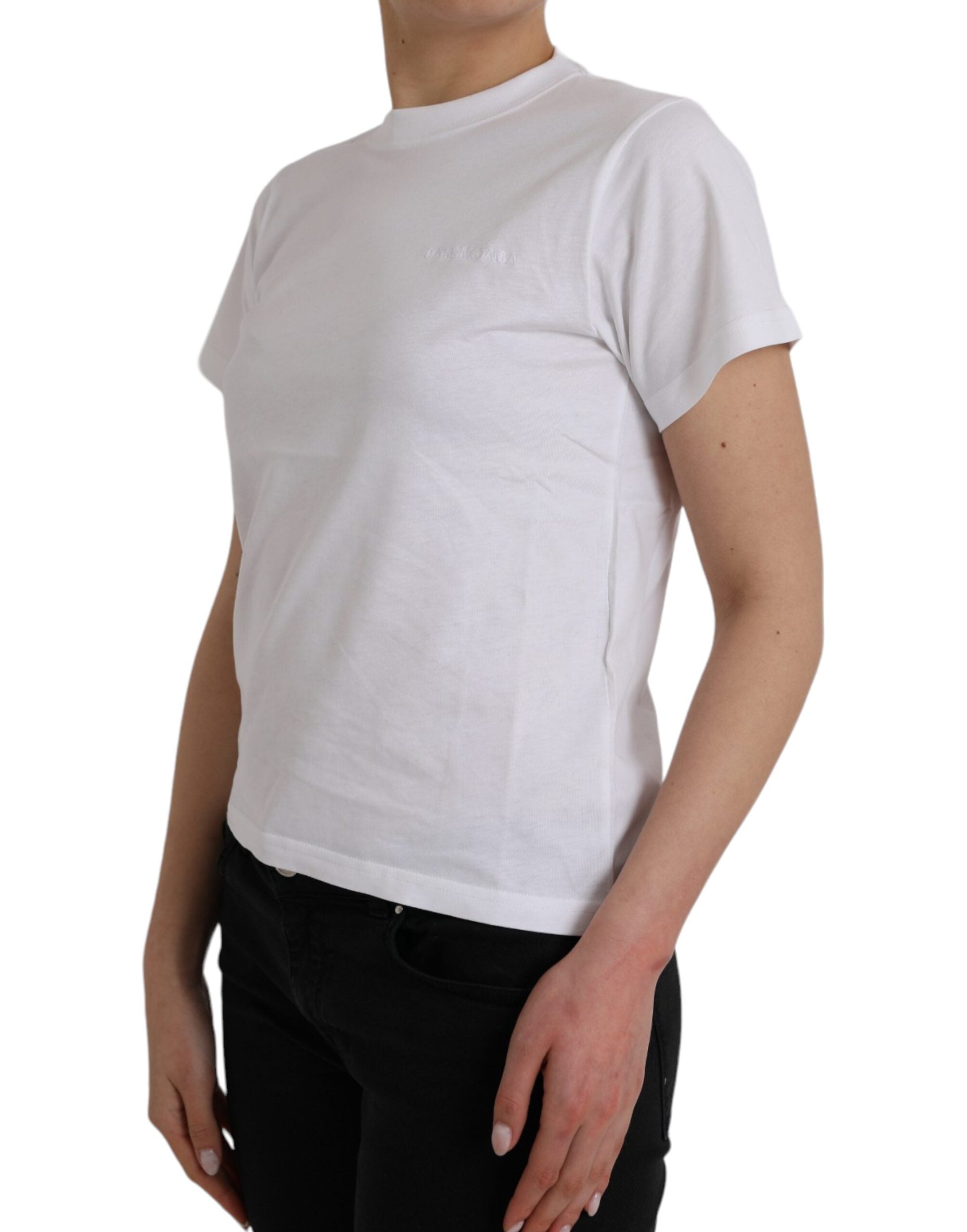 Balenciaga White Cotton Crew Neck Short Sleeves Tee T-shirt Balenciaga