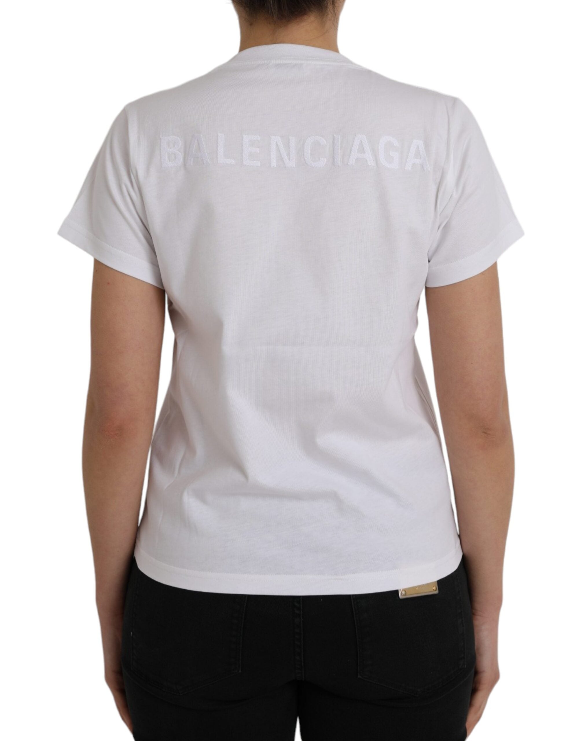 Balenciaga White Cotton Crew Neck Short Sleeves Tee T-shirt Balenciaga