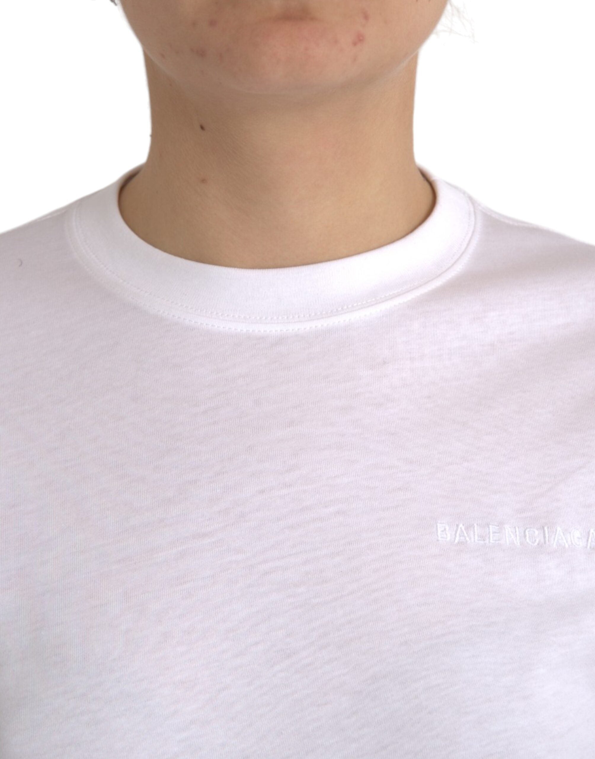 Balenciaga White Cotton Crew Neck Short Sleeves Tee T-shirt Balenciaga