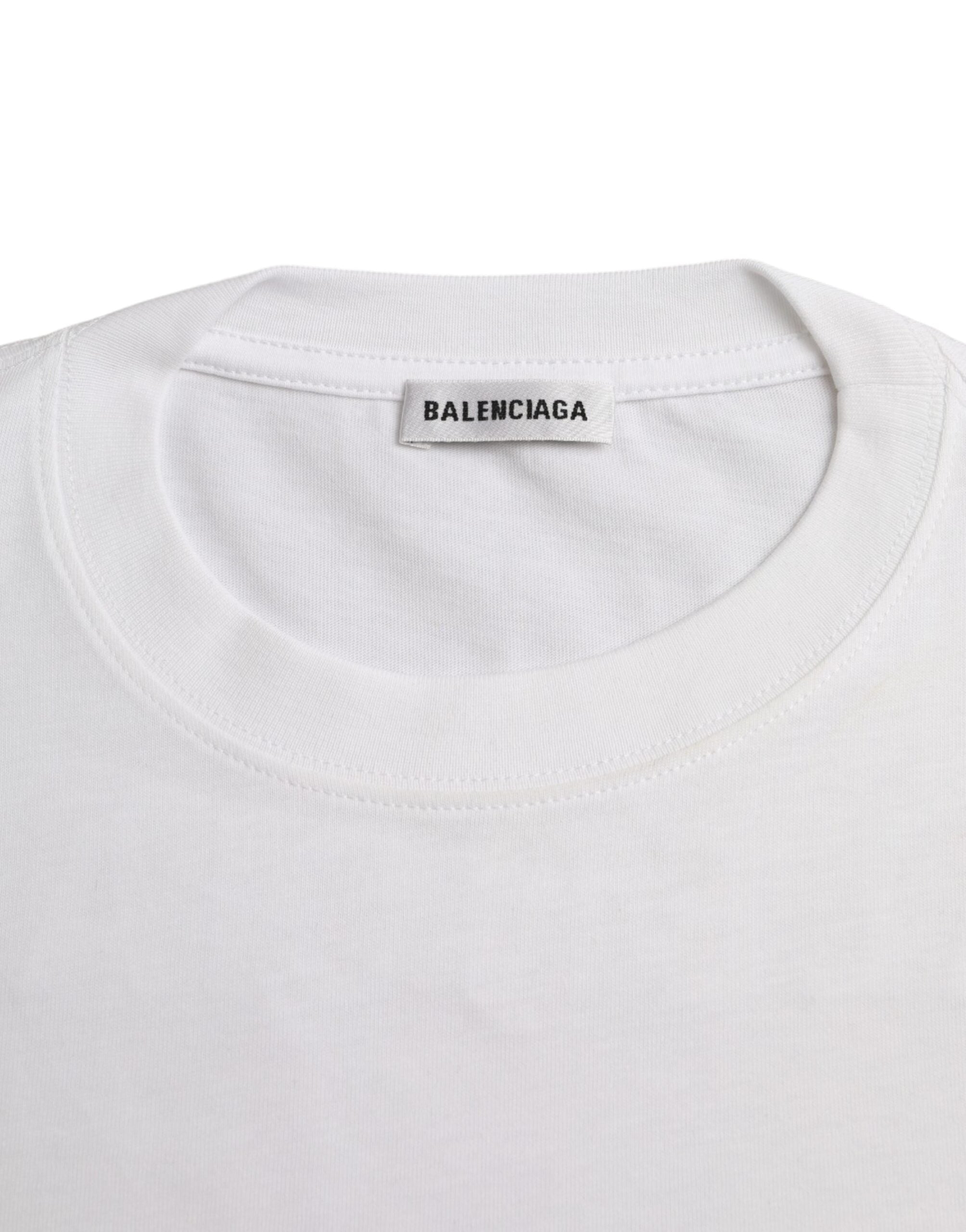 Balenciaga White Cotton Crew Neck Short Sleeves Tee T-shirt Balenciaga