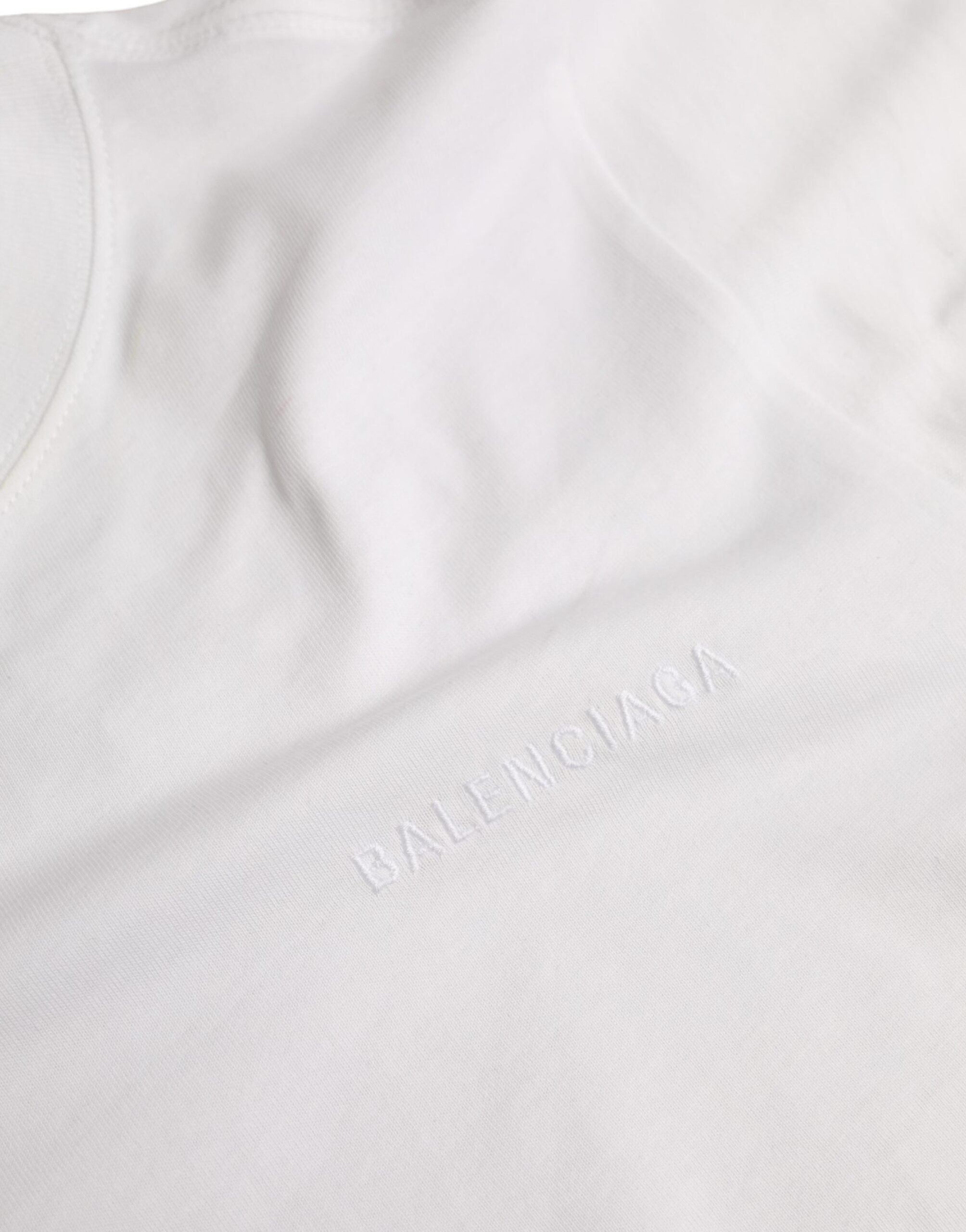 Balenciaga White Cotton Crew Neck Short Sleeves Tee T-shirt Balenciaga