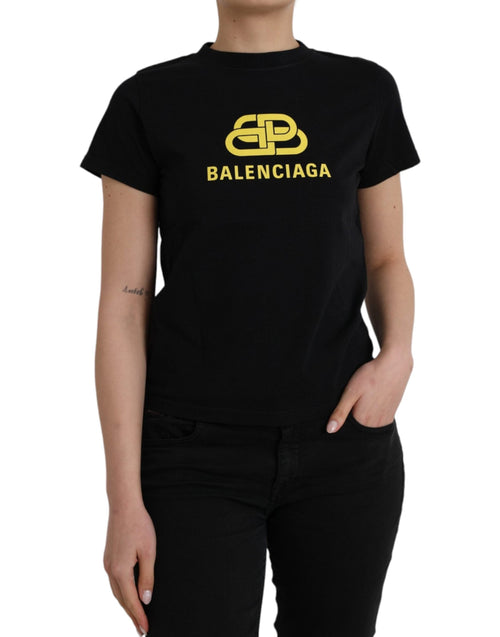 Balenciaga Black Cotton Logo Crew Neck Short Sleeves T-shirt Balenciaga