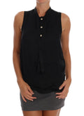 Versace Jeans Black Sleeveless Viscose Blouse Top Versace Jeans