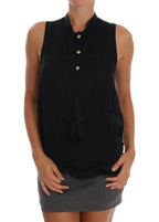 Versace Jeans Black Sleeveless Viscose Blouse Top Versace Jeans