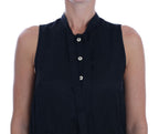 Versace Jeans Black Sleeveless Viscose Blouse Top Versace Jeans