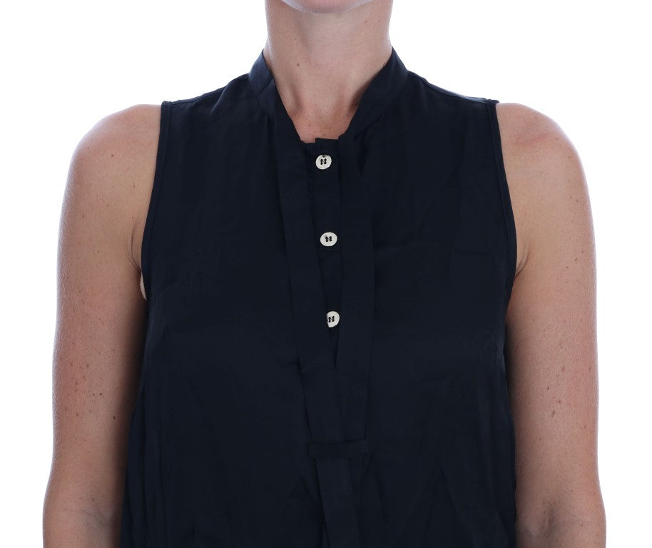 Versace Jeans Black Sleeveless Viscose Blouse Top Versace Jeans