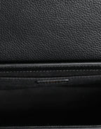 Versace Black Grainy Calf Leather Logo Crossbody Shoulder Bag Versace