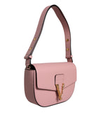 Versace Pink Grainy Calf Leather Logo Crossbody Shoulder Bag Versace