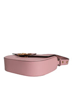 Versace Pink Grainy Calf Leather Logo Crossbody Shoulder Bag Versace