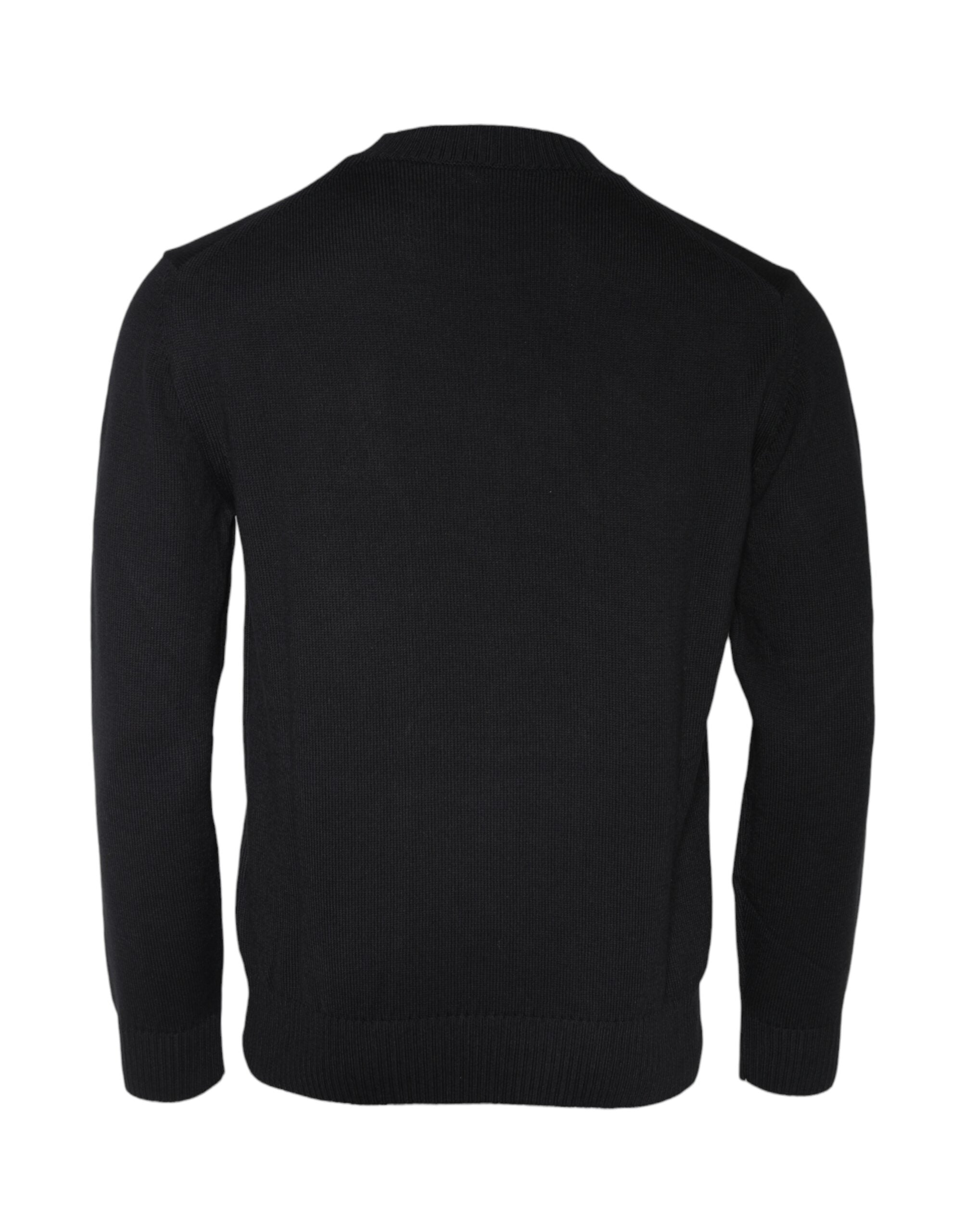Versace Black Medusa Embroidery Crew Neck Pullover Sweater Versace