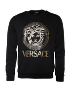 Versace Black Medusa Fleece Cotton Crew Neck Sweatshirt Sweater Versace