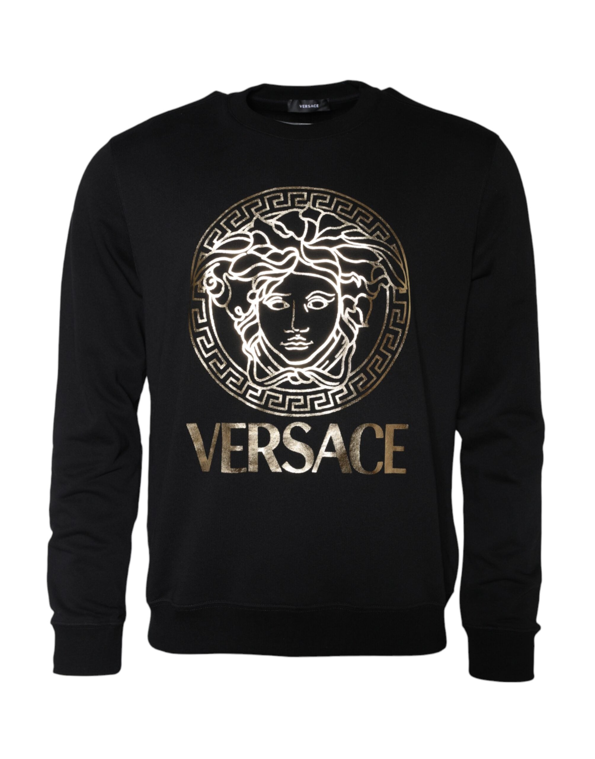 Versace Black Medusa Fleece Cotton Crew Neck Sweatshirt Sweater Versace
