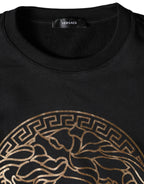 Versace Black Medusa Fleece Cotton Crew Neck Sweatshirt Sweater Versace