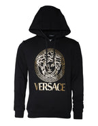 Versace Black Medusa Print Cotton HoodiePullover Sweatshirt Sweater Versace