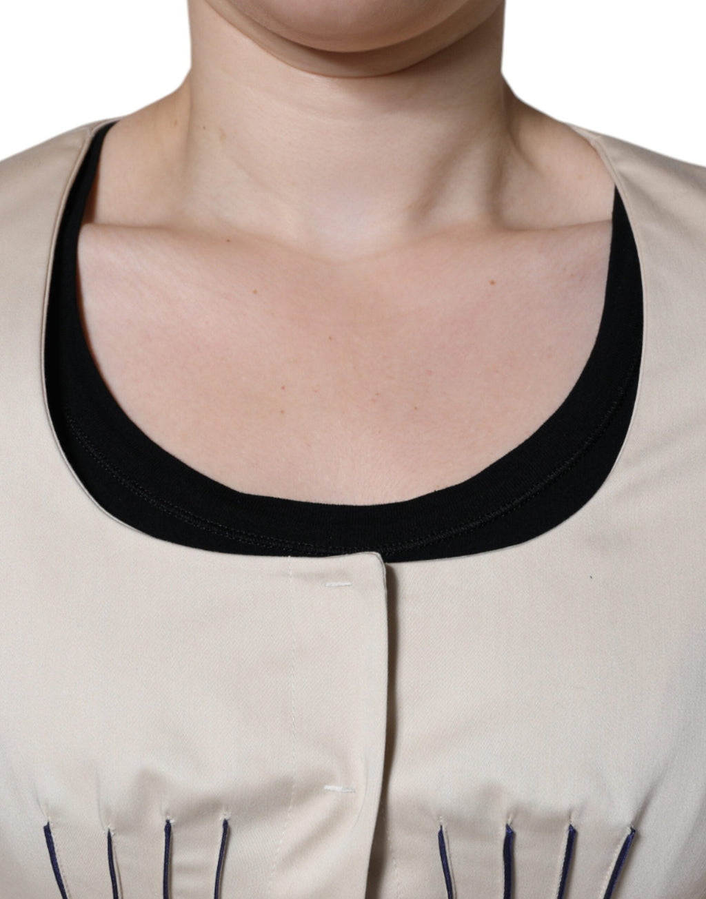 Valentino Beige Cotton Long Sleeves Round Neck Blazer Jacket Valentino
