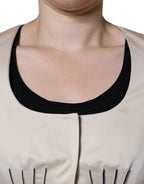 Valentino Beige Cotton Long Sleeves Round Neck Blazer Jacket Valentino