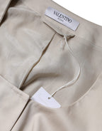 Valentino Beige Cotton Long Sleeves Round Neck Blazer Jacket Valentino