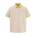 Color Block Two-Piece Design Polo Shirt Casual Turn-Down Collar Short Sleeve T-Shirt for Men eprolo