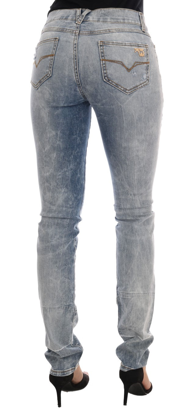 Versace Jeans Blue Wash Torn Stretch Slim Fit Jeans Versace Jeans