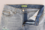 Versace Jeans Blue Wash Torn Stretch Slim Fit Jeans Versace Jeans