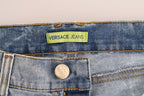 Versace Jeans Blue Wash Torn Stretch Slim Fit Jeans Versace Jeans