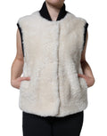 Burberry White WARRENFORD Shearling Leather Vest Coat Jacket Burberry