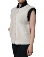 Burberry White WARRENFORD Shearling Leather Vest Coat Jacket Burberry