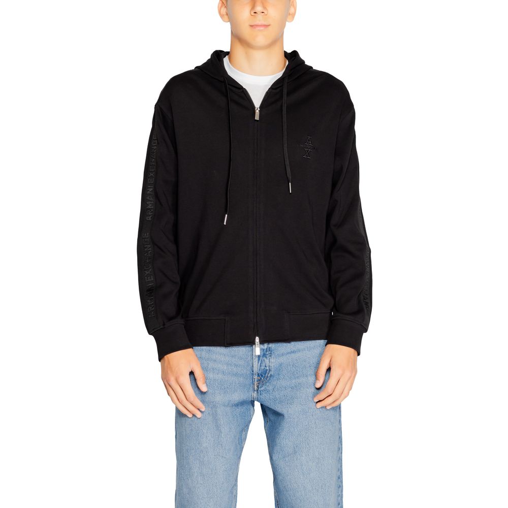 Armani Exchange Black Cotton Hoodie Armani Exchange