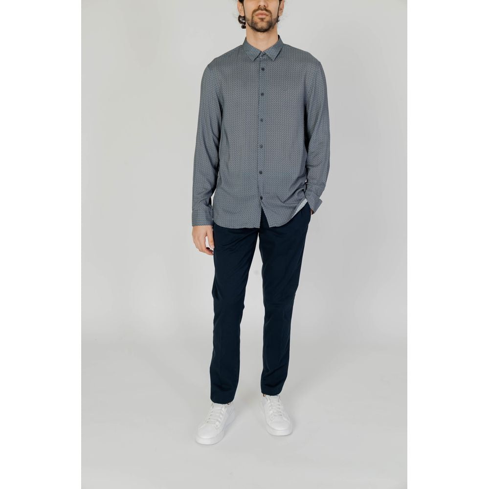 Armani Exchange Gray Viscose Pattern Shirt Armani Exchange
