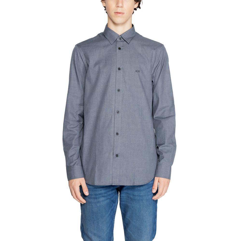 Armani Exchange Blue Cotton Dress Shirt Armani Exchange