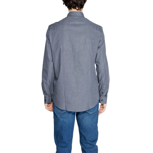 Armani Exchange Blue Cotton Dress Shirt Armani Exchange
