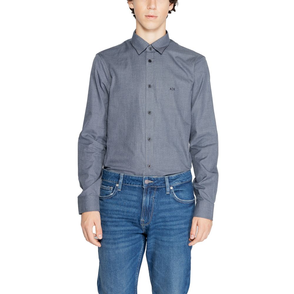 Armani Exchange Blue Cotton Dress Shirt Armani Exchange
