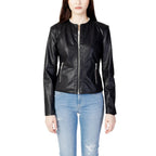 Armani Exchange Black Polyester Leather Jacket Armani Exchange