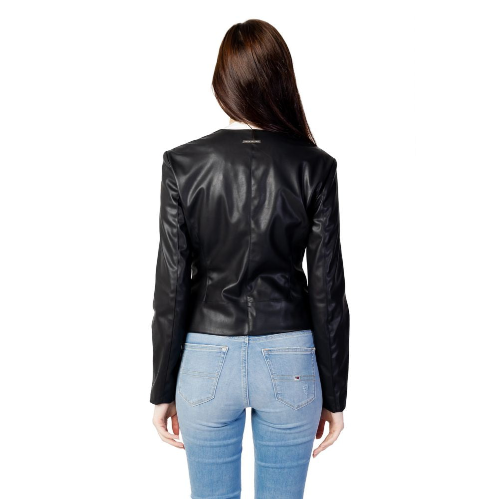 Armani Exchange Black Polyester Leather Jacket Armani Exchange