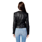 Armani Exchange Black Polyester Leather Jacket Armani Exchange